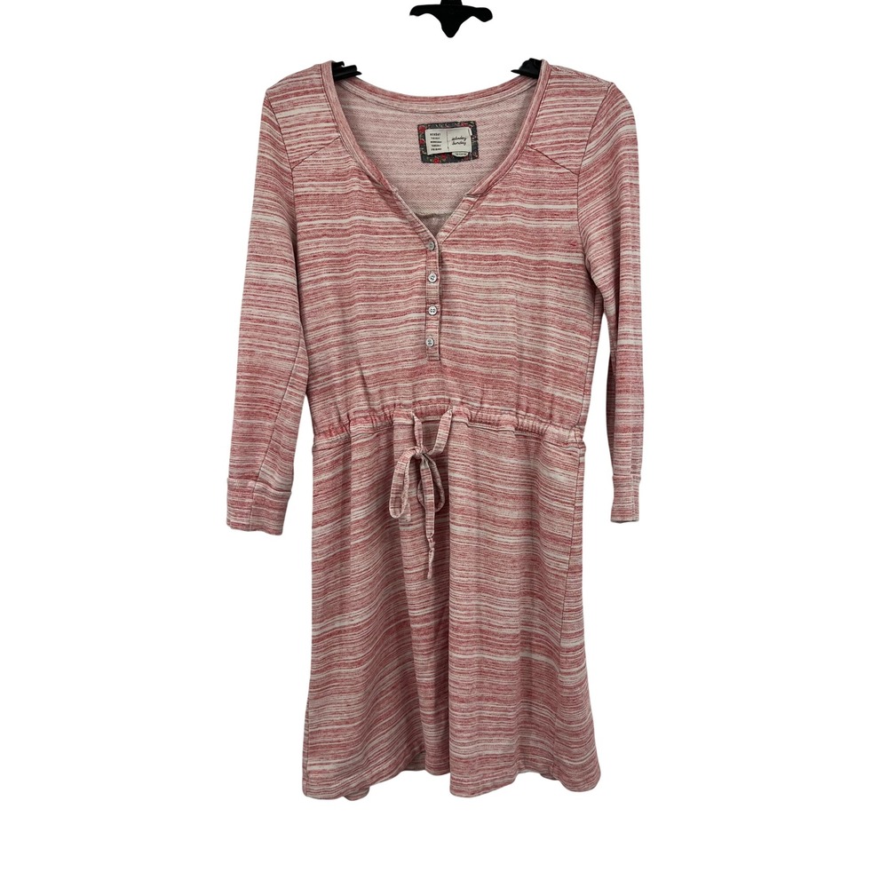 Saturday Sunday Anthropologie‎ Pink Space Dye Henley Drawstring Dress Medium